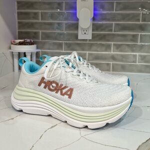 Hoka Gaviota 5 WIDE Running Shoes. Women's Size 8D Color White / Frost/Rose Gold
